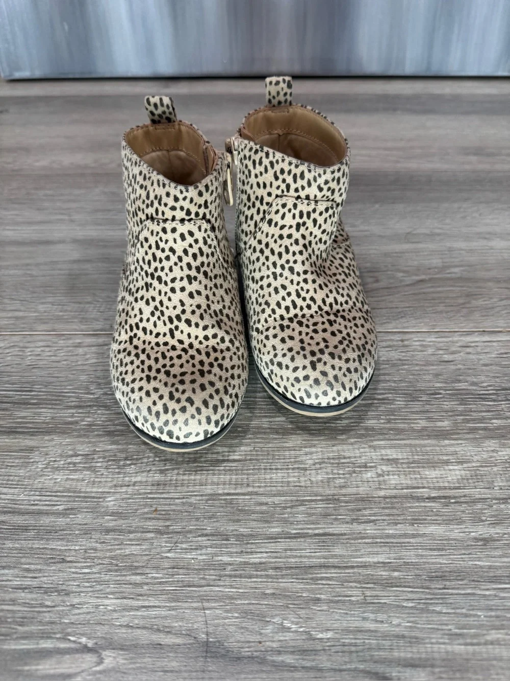 Cat & Jack Leopard Print Tan and Black Ankle Boots